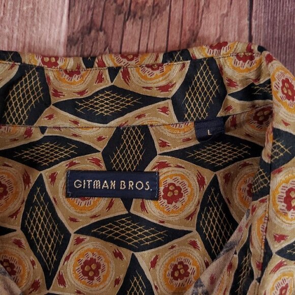 Gitman Bros Mens Size Large Multicolor Geometric Long Sleeve Button Up Shirt - Picture 11 of 14